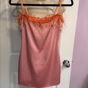 Danielle Guizio Beaded Mini Dress in Blush size XSMALL Pink and Orange Worn Once